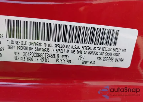 2013 Dodge Journey Crew из США, поврежденный, VIN 3C4PDCDG8DT645919